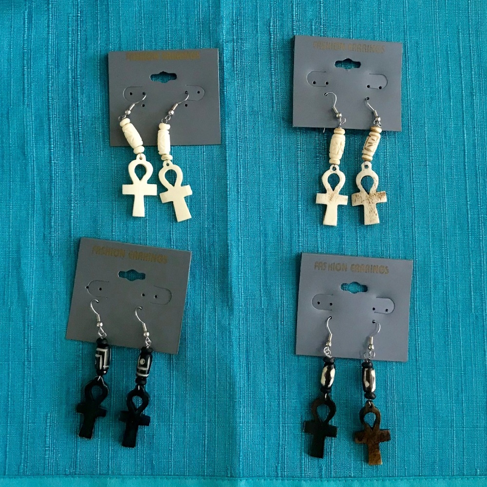 Wooden Ankh HANDMADE Earrings